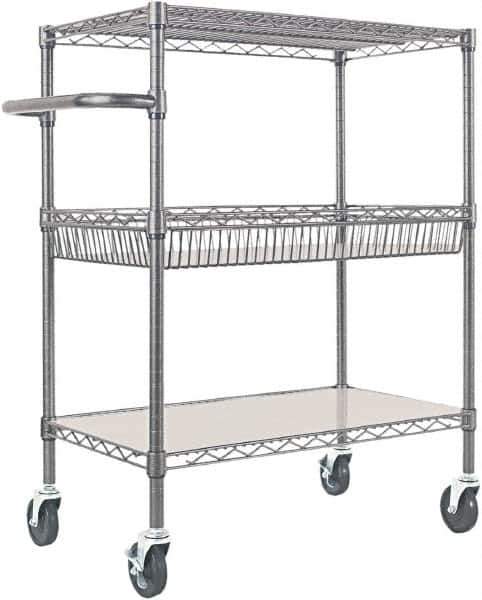 ALERA - 500 Lb Capacity, 34" Wide x 18" Long x 40" High Standard Utility Cart - 2 Shelf, Steel - USA Tool & Supply