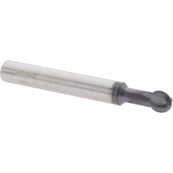 Accupro - 5/16" Diam, 0.266" LOC, 4 Flute Solid Carbide Ball End Mill - nACo Finish, Single End, 2-1/2" OAL, 5/16" Shank Diam, Undercutting - USA Tool & Supply