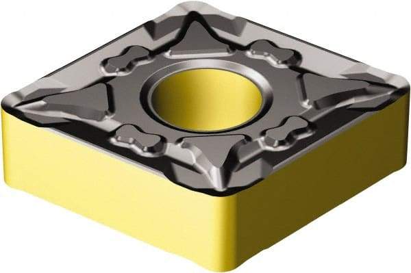 Sandvik Coromant - CNMG431 MF Grade 2220 Carbide Turning Insert - TiCN/AI2O3/TiN Finish, 80° Diamond, 1/2" Inscr Circle, 3/16" Thick, 1/64" Corner Radius - USA Tool & Supply