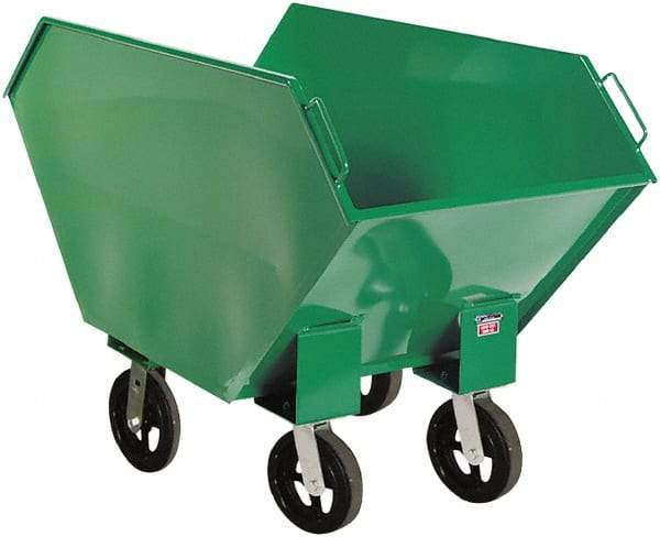 Valley Craft - 2,000 Lb Load Capacity, 17.2 Cu Ft, Steel Hopper Truck - 36" Wide x 68" Long x 39" High, Green - USA Tool & Supply