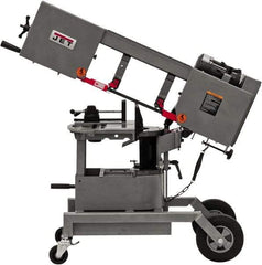 Jet - 6-1/2 x 8" Max Capacity, Manual Step Pulley Horizontal Bandsaw - 64, 132 & 247 SFPM Blade Speed, 115/230 Volts, 90°, 3/4 hp, 1 Phase - USA Tool & Supply