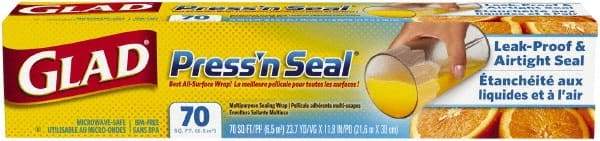 Clorox - Press'n Seal Plastic Wrap, 70 Sq Ft, 12 Rolls per Carton - Use with Food Protection - USA Tool & Supply