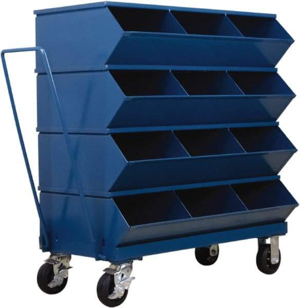 Stackbin - 4 Bin, Shelving Unit with Openings & Base - 37" Wide x 40-7/8" High - USA Tool & Supply