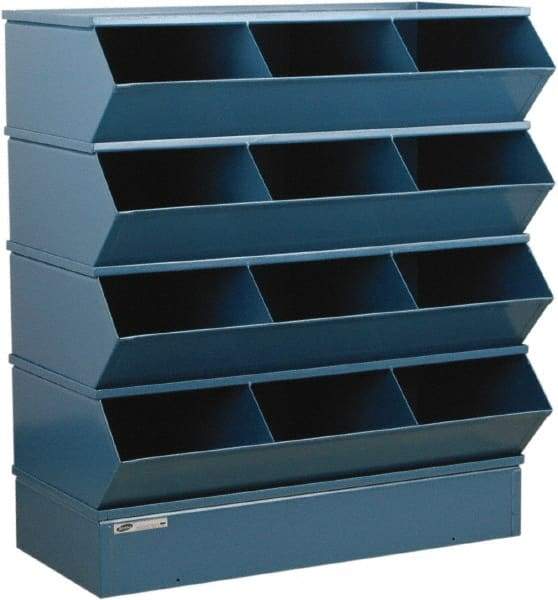Stackbin - 4 Bin, Shelving Unit with Openings & Base - 37" Wide x 44" High - USA Tool & Supply