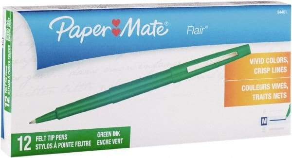 Paper Mate - Needle Porous Point Pen - Green - USA Tool & Supply