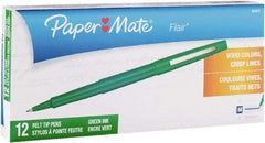 Paper Mate - Needle Porous Point Pen - Green - USA Tool & Supply