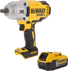 DeWALT - 1/2" Drive 20 Volt Mid-Handle Cordless Impact Wrench & Ratchet - 1,900 RPM, 0 to 2,400 BPM, 700 Ft/Lb Torque, 1 Lithium-Ion Battery Included - USA Tool & Supply