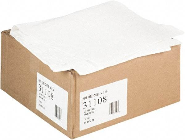 Tatco - Paper Table Cover, Embossed, with Plastic Liner, 54" x 108", White, 20/Carton - USA Tool & Supply