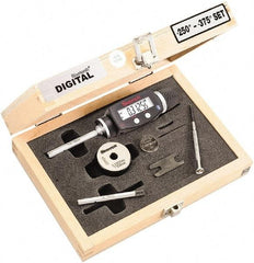 Starrett - 6 to 10mm, 58mm Gage Depth, 0.001mm Resolution, Friction Thimble, IP65 Electronic Inside Hole Micrometer Set - Accurate to 0.004mm, 1 Head, 2 Anvils, 1 Setting Ring, Data Output, Instant Inch/Millimeter Conversion - USA Tool & Supply