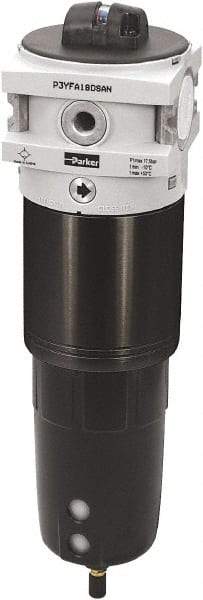 Parker - 1" Port Coalescing Filter - Polypropylene Bowl, Automatic Drain, 254 Max psi, 0.01 Micron Rating, 3-1/2" Wide - USA Tool & Supply