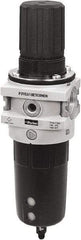 Parker - 3/4" NPT Port Heavy-Duty 1 Piece Filter/Regulator FRL Unit - Polypropylene Bowl, 335 SCFM, 254 Max psi, 13-1/2" High, Automatic Drain - USA Tool & Supply