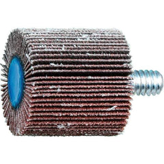 PFERD - 1" Diam x 1" Face Width, Aluminum Oxide Coated Mounted Flap Wheel - 1/4-20 Threaded Mount, 120 Grit, 25,000 Max RPM - USA Tool & Supply