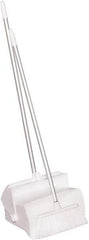 Remco - 14" Wide x 7-1/8" Deep x 47-1/2" High Upright Dustpan with Broom - Plastic Body, 37" Aluminum Handle, White - USA Tool & Supply