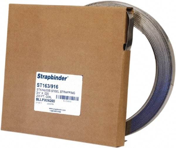 IDEAL TRIDON - Grade 304, Stainless Steel Banding Strap Roll - 1/2" Wide x 0.025" Thick - USA Tool & Supply