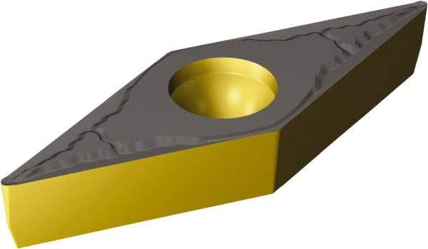 Sandvik Coromant - VCMT222 MM Grade 2220 Carbide Turning Insert - TiCN/AI2O3/TiN Finish, 35° Diamond, 1/4" Inscr Circle, 1/8" Thick, 1/32" Corner Radius - USA Tool & Supply