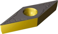 Sandvik Coromant - VCMT222 MM Grade 2220 Carbide Turning Insert - TiCN/AI2O3/TiN Finish, 35° Diamond, 1/4" Inscr Circle, 1/8" Thick, 1/32" Corner Radius - USA Tool & Supply