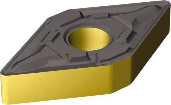 Sandvik Coromant - DNMG442 MR Grade 2220 Carbide Turning Insert - TiCN/AI2O3/TiN Finish, 55° Diamond, 1/2" Inscr Circle, 1/4" Thick, 1/32" Corner Radius - USA Tool & Supply
