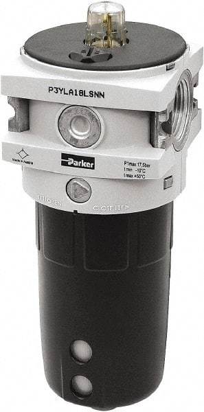 Parker - 3/4" NPT, 254 Max psi Hi-Flow Lubricator - Polypropylene Bowl, Aluminum Body, 315 CFM, 140°F Max Temp, 3-1/2" Wide x 9.7" High - USA Tool & Supply