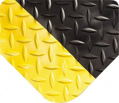 Wearwell - 12' Long x 3' Wide, Dry Environment, Anti-Fatigue Matting - Black with Yellow Borders, Vinyl with Urethane Sponge Base, Beveled on All 4 Sides - USA Tool & Supply