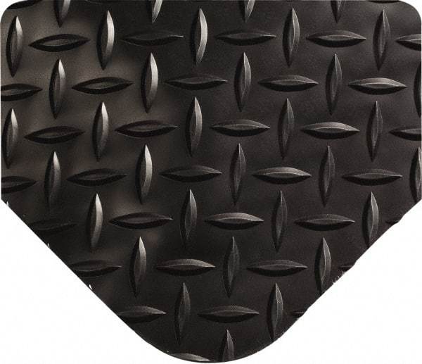 Wearwell - 8' Long x 3' Wide, Dry Environment, Anti-Fatigue Matting - Black, Vinyl with Urethane Sponge Base, Beveled on All 4 Sides - USA Tool & Supply
