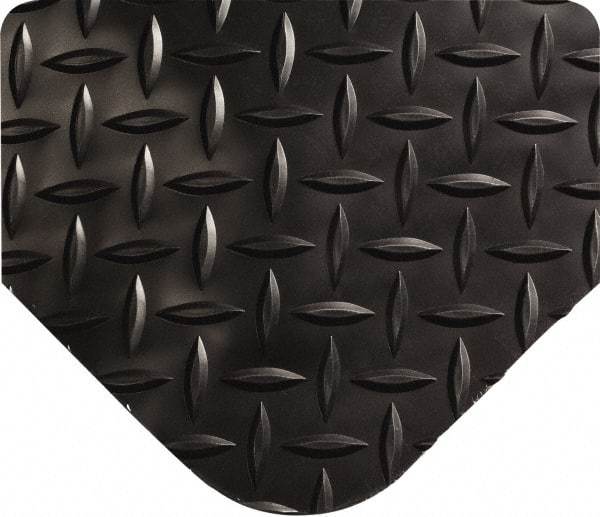Wearwell - 9' Long x 2' Wide, Dry Environment, Anti-Fatigue Matting - Black, Vinyl with Vinyl Sponge Base, Beveled on All 4 Sides - USA Tool & Supply