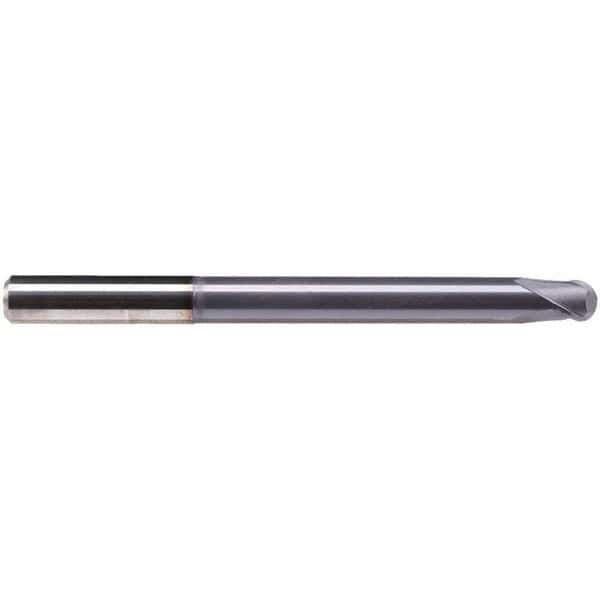 Emuge - 6mm Diam, 6mm LOC, 2 Flute Solid Carbide Ball End Mill - TiAlN Finish, Single End, 100mm OAL, 8mm Shank Diam, Ball Flute - USA Tool & Supply