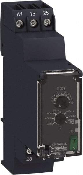 Schneider Electric - 6 Pin, Single Range DPDT Time Delay Relay - 8 Contact Amp, 250 Volt, On Board Trimpot - USA Tool & Supply