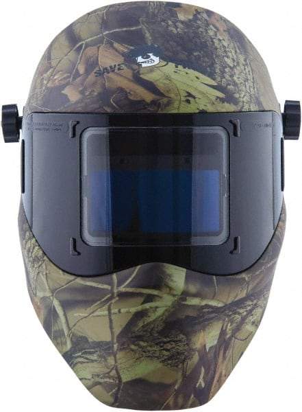 Save Phace - 3.82" Window Width x 1.85" Window Height, 4, 9 to 13 Shade Auto-Darkening Lens, Fixed Front Welding Helmet - Camouflage, Nylon Green Lens - USA Tool & Supply