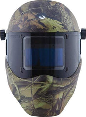 Save Phace - 3.82" Window Width x 1.85" Window Height, 4, 9 to 13 Shade Auto-Darkening Lens, Fixed Front Welding Helmet - Camouflage, Nylon Green Lens - USA Tool & Supply