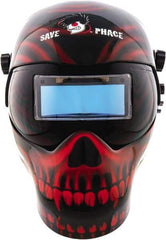 Save Phace - 3.74" Window Width x 1.38" Window Height, 4, 9 to 13 Shade Auto-Darkening Lens, Fixed Front Welding Helmet - Black/Red, Nylon Green Lens - USA Tool & Supply