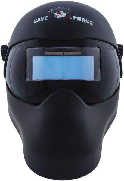 Save Phace - 3.62" Window Width x 1.42" Window Height, 3 to 10 Shade Auto-Darkening Lens, Fixed Front Welding Helmet - Black, Nylon Green Lens - USA Tool & Supply