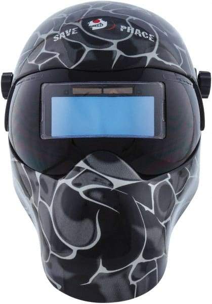 Save Phace - 3.62" Window Width x 1.42" Window Height, 3 to 10 Shade Auto-Darkening Lens, Fixed Front Welding Helmet - Black/Gray, Nylon Green Lens - USA Tool & Supply