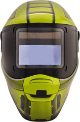 Save Phace - 4.33" Window Width x 3.54" Window Height, 3 to 10 Shade Auto-Darkening Lens, Fixed Front Welding Helmet - Green/Black, Nylon Green Lens - USA Tool & Supply