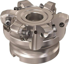 Seco - 6 Inserts, 48.8mm Cutter Diam, 1.8mm Max Depth of Cut, Indexable High-Feed Face Mill - 3/4" Arbor Hole Diam, 8.15mm Keyway Width, 40mm High, R220.21 Toolholder, 218.21-230 Inserts, Series High Feed 6 - USA Tool & Supply