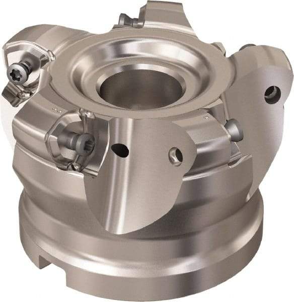 Seco - 5 Inserts, 61.7mm Cutter Diam, 1.8mm Max Depth of Cut, Indexable High-Feed Face Mill - 1" Arbor Hole Diam, 9.7mm Keyway Width, 50mm High, R220.21 Toolholder, 218.21-230 Inserts, Series High Feed 6 - USA Tool & Supply