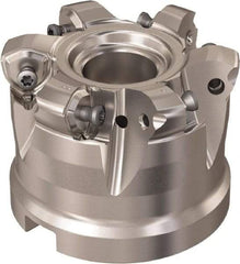 Seco - 6 Inserts, 51.3mm Cutter Diam, 1.8mm Max Depth of Cut, Indexable High-Feed Face Mill - 27mm Arbor Hole Diam, 12.4mm Keyway Width, 50mm High, R220.21 Toolholder, 218.21-230 Inserts, Series High Feed 6 - USA Tool & Supply