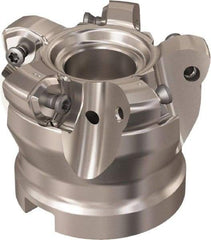 Seco - 5 Inserts, 48.3mm Cutter Diam, 1.8mm Max Depth of Cut, Indexable High-Feed Face Mill - 27mm Arbor Hole Diam, 12.4mm Keyway Width, 50mm High, R220.21 Toolholder, 218.21-230 Inserts, Series High Feed 6 - USA Tool & Supply