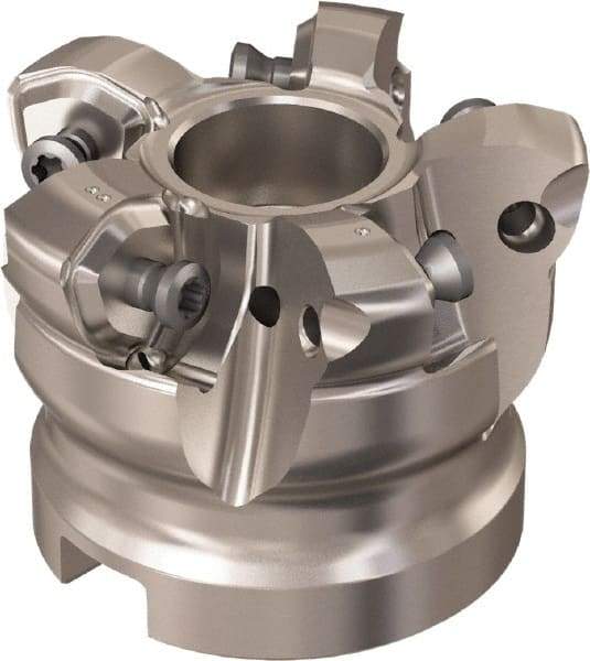 Seco - 5 Inserts, 37.6mm Cutter Diam, 1.8mm Max Depth of Cut, Indexable High-Feed Face Mill - 22mm Arbor Hole Diam, 10.4mm Keyway Width, 40mm High, R220.21 Toolholder, 218.21-230 Inserts, Series High Feed 6 - USA Tool & Supply