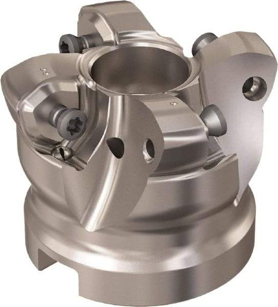 Seco - 4 Inserts, 35.6mm Cutter Diam, 1.8mm Max Depth of Cut, Indexable High-Feed Face Mill - 22mm Arbor Hole Diam, 10.4mm Keyway Width, 40mm High, R220.21 Toolholder, 218.21-230 Inserts, Series High Feed 6 - USA Tool & Supply