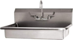 SANI-LAV - 27" Long x 16-1/2" Wide Inside, 1 Compartment, Grade 304 Stainless Steel (2) Person ADA Wash-Station with Manual Faucet - 16 Gauge, 30" Long x 20" Wide x 21-1/2" High Outside, 5-1/2" Deep - USA Tool & Supply