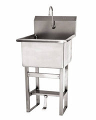 SANI-LAV - 24" Long x 24" Wide Inside, 1 Compartment, Grade 304 Stainless Steel Utility Sink Double Foot Pedal Valve - 14 Gauge, 27" Long x 27-1/2" Wide x 48" High Outside, 12" Deep - USA Tool & Supply