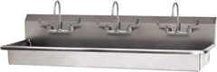 SANI-LAV - 65" Long x 16-1/2" Wide Inside, 1 Compartment, Grade 304 Stainless Steel (2) Person Wash-Station with Electronic Faucet - 16 Gauge, 68" Long x 20" Wide x 21-1/2" High Outside, 5-1/2" Deep - USA Tool & Supply