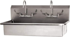 SANI-LAV - 37" Long x 16-1/2" Wide Inside, 1 Compartment, Grade 304 Stainless Steel (2) Person Wash-Station with Manual Faucet - 16 Gauge, 40" Long x 20" Wide x 18" High Outside, 8" Deep - USA Tool & Supply