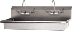 SANI-LAV - 45" Long x 16-1/2" Wide Inside, 1 Compartment, Grade 304 Stainless Steel (3) Person ADA Wash-Station with Electronic Faucet - 16 Gauge, 48" Long x 20" Wide x 21-1/2" High Outside, 5-1/2" Deep - USA Tool & Supply