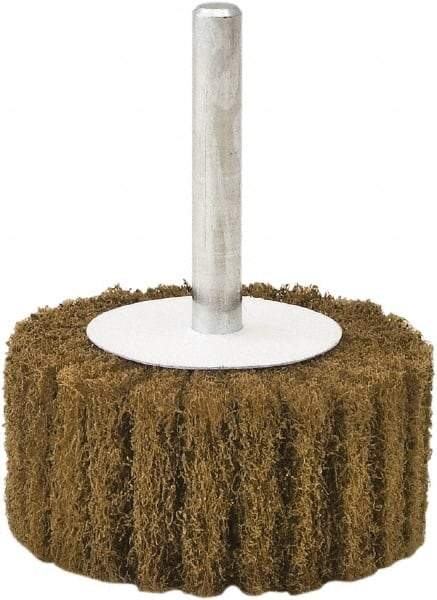 Camel Grinding Wheels - 1" Diam x 1" Face Width, Coarse Aluminum Oxide Nonwoven Mounted Flap Wheel - 1/4" Shank Mount, 60 Grit, X Weighted Cloth Backing, 30,000 Max RPM - USA Tool & Supply
