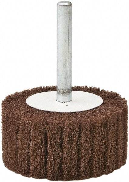 Camel Grinding Wheels - 3" Diam x 2" Face Width, Fine Aluminum Oxide Nonwoven Mounted Flap Wheel - 1/4" Shank Mount, 180 Grit, X Weighted Cloth Backing, 20,000 Max RPM - USA Tool & Supply