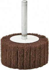 Camel Grinding Wheels - 1" Diam x 1" Face Width, Fine Aluminum Oxide Nonwoven Mounted Flap Wheel - 1/4" Shank Mount, 180 Grit, X Weighted Cloth Backing, 30,000 Max RPM - USA Tool & Supply