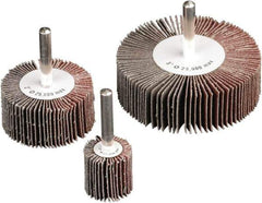 Camel Grinding Wheels - 1-1/2" Diam x 1" Face Width, Medium Aluminum Oxide Coated Mounted Flap Wheel - 1/4" Shank Mount, 40 Grit, X Weighted Cloth Backing, 25,000 Max RPM - USA Tool & Supply
