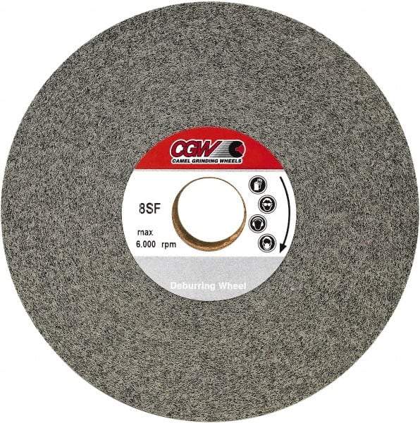 Camel Grinding Wheels - 8" Diam, 1" Face Width, 3" Center Hole, Medium Grade, Aluminum Oxide Deburring Wheel - Convolute, Hard Density 8 Grade, 4,500 RPM - USA Tool & Supply