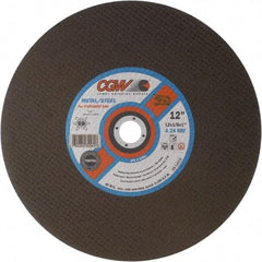 Camel Grinding Wheels - 12" 24 Grit Aluminum Oxide Cutoff Wheel - 1/8" Thick, 1" Arbor, 5,100 Max RPM - USA Tool & Supply